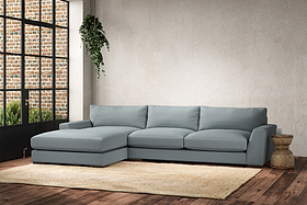 Guddu Large Left Hand Chaise Sofa - Recycled Cotton Horizon-MAKE TO ORDER-Nkuku