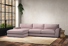 Guddu Large Left Hand Chaise Sofa - Recycled Cotton Lavender