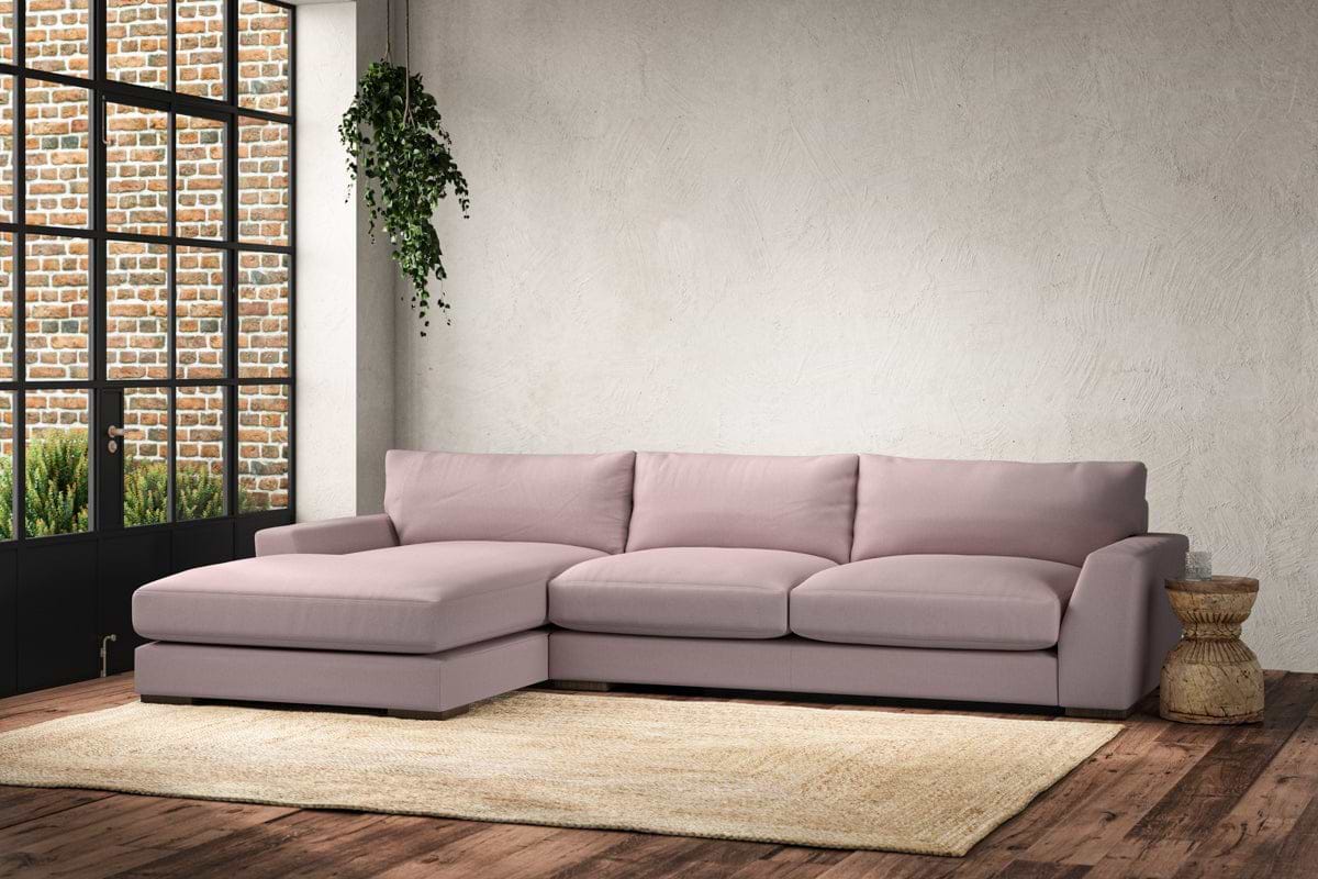 Guddu Large Left Hand Chaise Sofa - Recycled Cotton Lavender