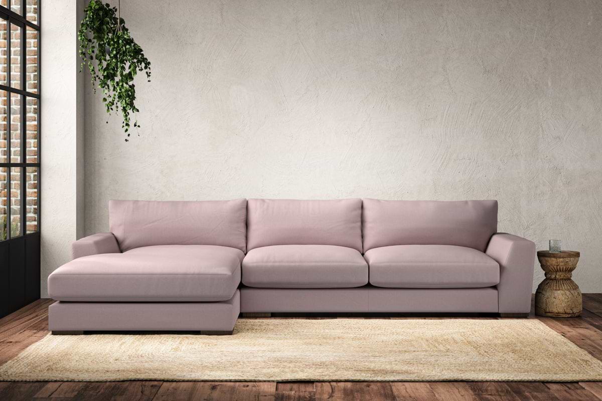 Guddu Large Left Hand Chaise Sofa - Recycled Cotton Lavender-MAKE TO ORDER-Nkuku