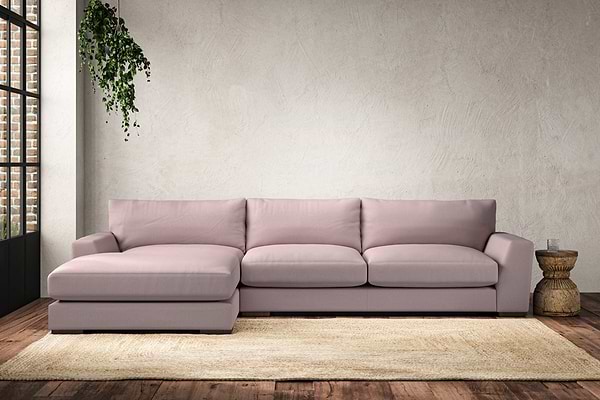 Guddu Large Left Hand Chaise Sofa - Recycled Cotton Lavender