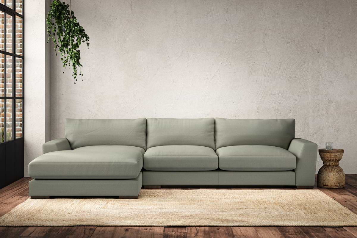 Guddu Large Left Hand Chaise Sofa - Recycled Cotton Seaspray-MAKE TO ORDER-Nkuku