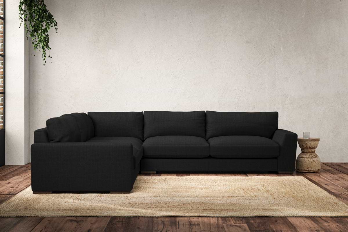 Guddu Large Left Hand Corner Sofa - Brera Linen Charcoal-MAKE TO ORDER-Nkuku