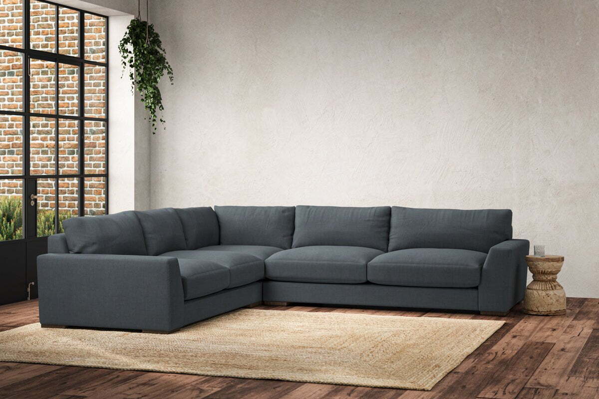 Guddu Large Left Hand Corner Sofa - Brera Linen Dusk-MAKE TO ORDER-Nkuku