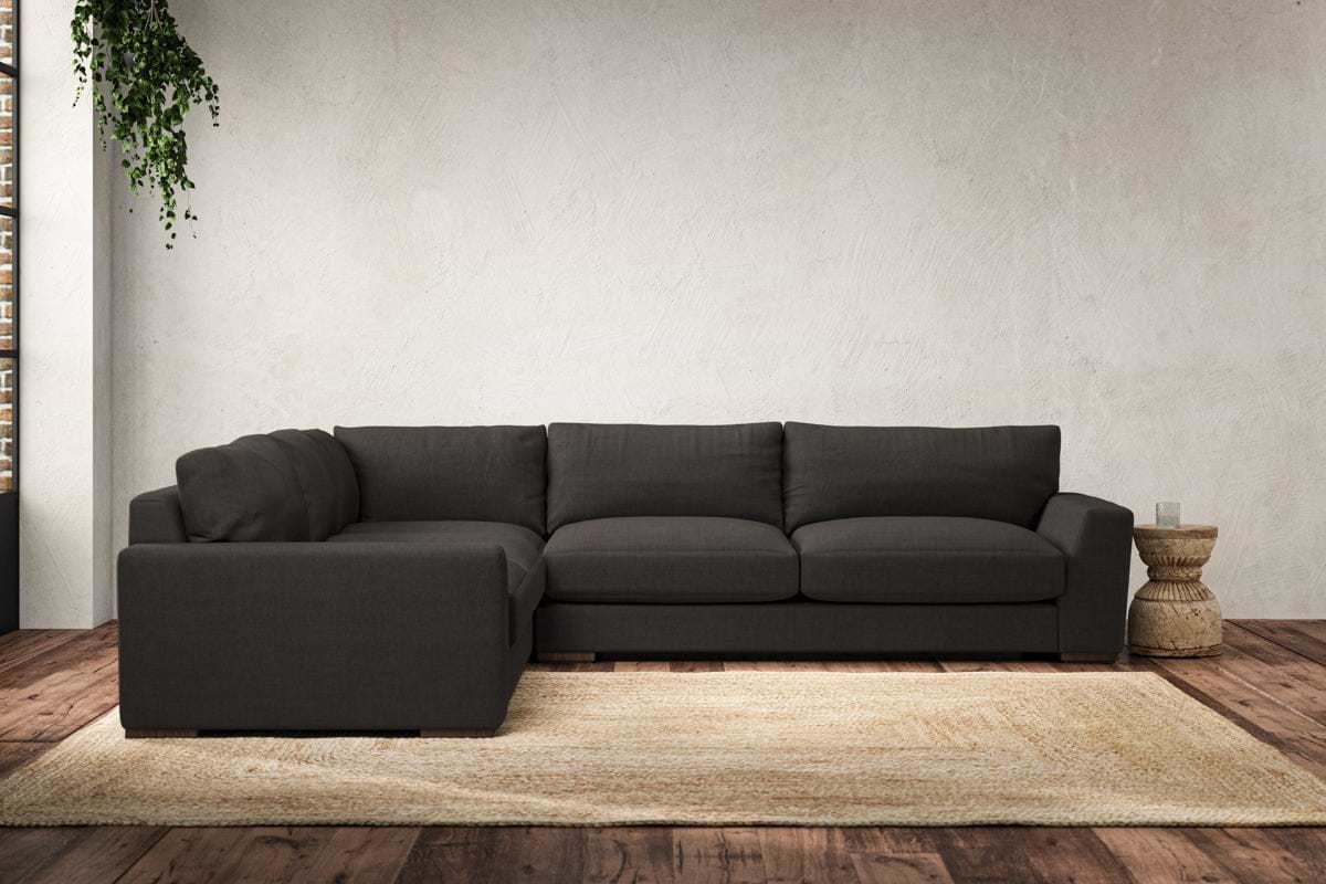 Guddu Large Left Hand Corner Sofa - Brera Linen Espresso-MAKE TO ORDER-Nkuku