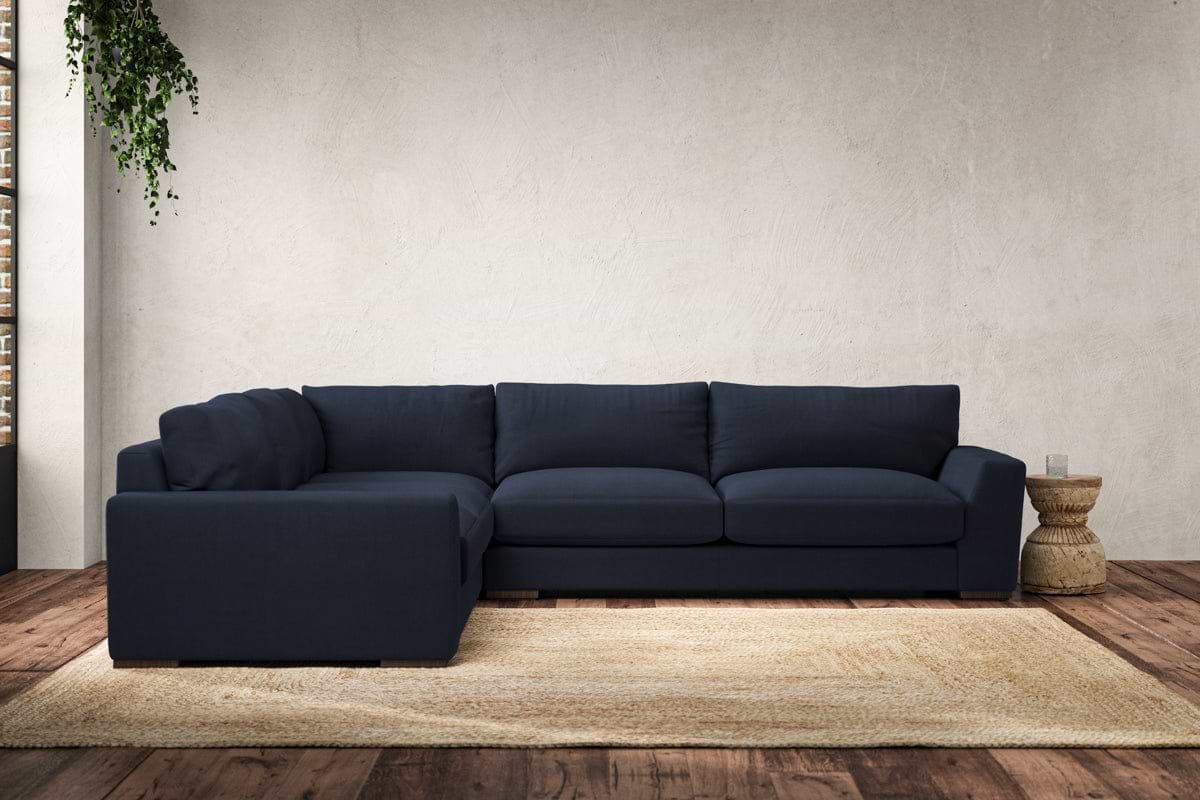 Guddu Large Left Hand Corner Sofa - Brera Linen Indigo-MAKE TO ORDER-Nkuku