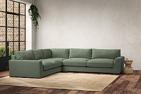 Guddu Large Left Hand Corner Sofa - Brera Linen Jade-nkuku