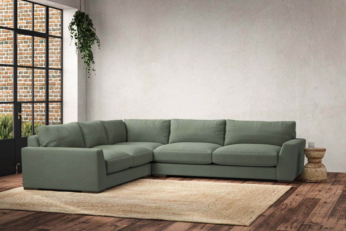 Guddu Large Left Hand Corner Sofa - Brera Linen Jade-MAKE TO ORDER-Nkuku