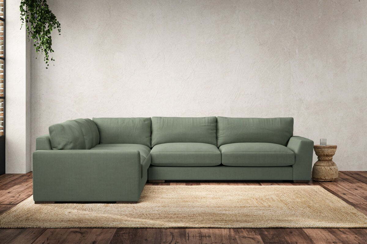 Guddu Large Left Hand Corner Sofa - Brera Linen Jade-MAKE TO ORDER-Nkuku