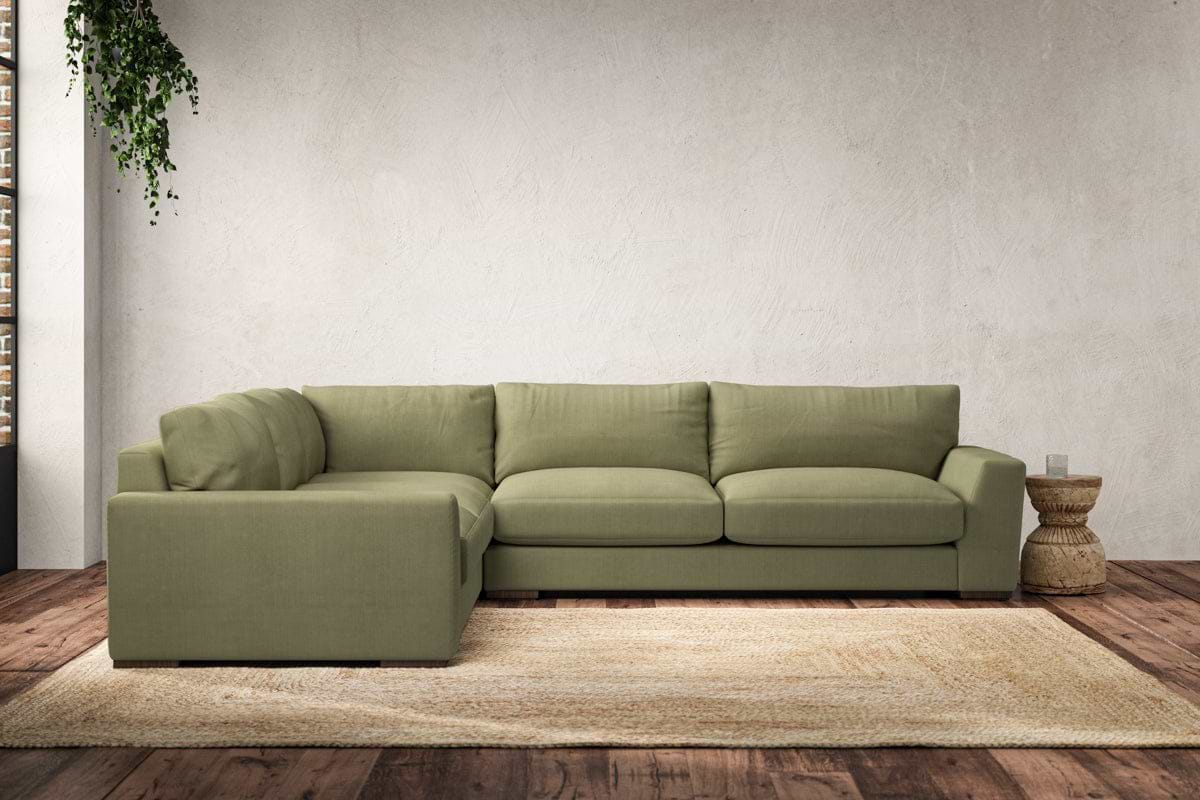 Guddu Large Left Hand Corner Sofa - Brera Linen Sage-MAKE TO ORDER-Nkuku