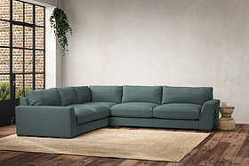 Guddu Large Left Hand Corner Sofa - Recycled Cotton Airforce-nkuku