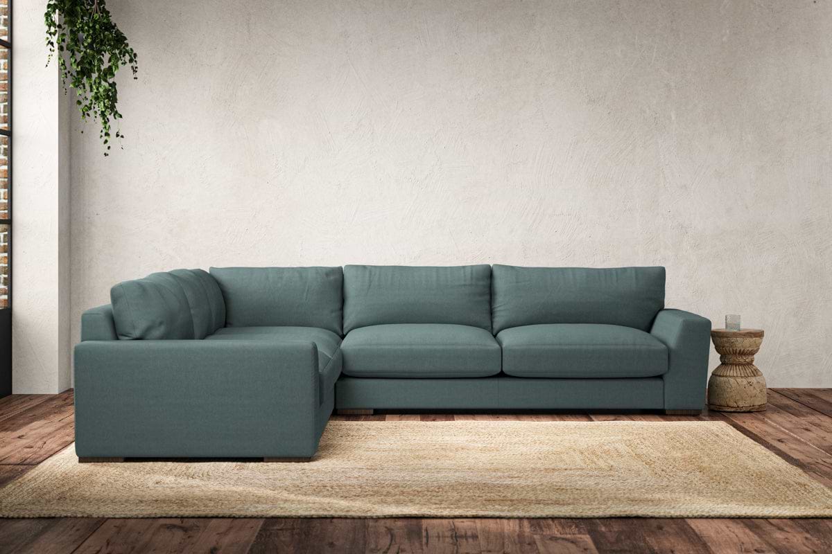 Guddu Large Left Hand Corner Sofa - Recycled Cotton Airforce-MAKE TO ORDER-Nkuku