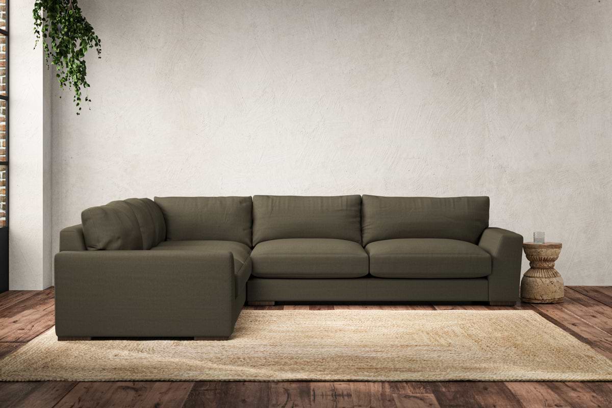 Guddu Large Left Hand Corner Sofa - Recycled Cotton Fatigue-MAKE TO ORDER-Nkuku