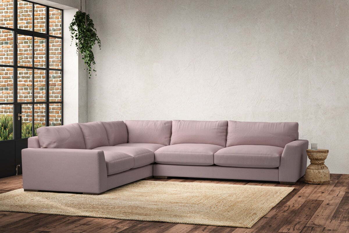 Guddu Large Left Hand Corner Sofa - Recycled Cotton Lavender-MAKE TO ORDER-Nkuku