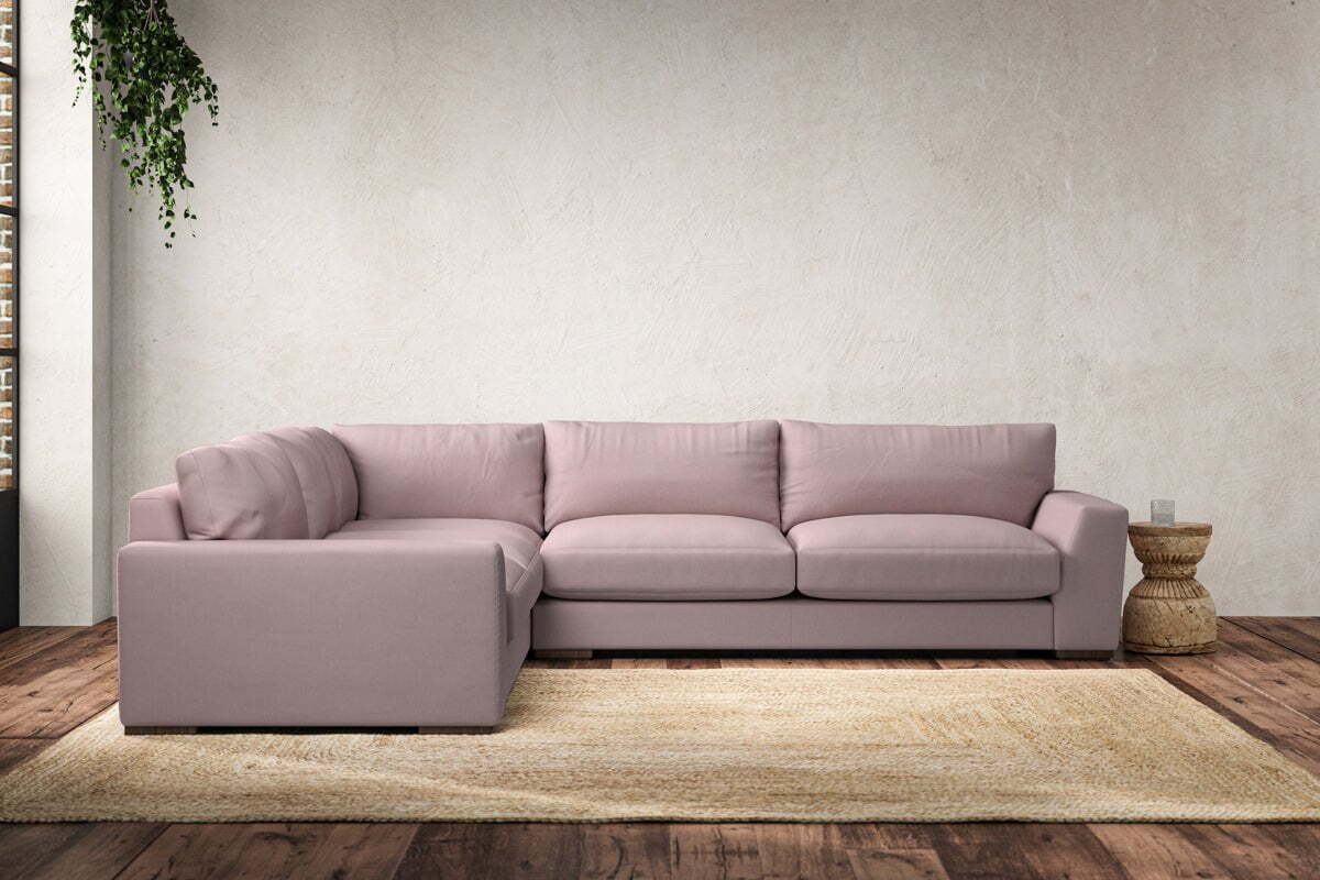 Guddu Large Left Hand Corner Sofa - Recycled Cotton Lavender-MAKE TO ORDER-Nkuku