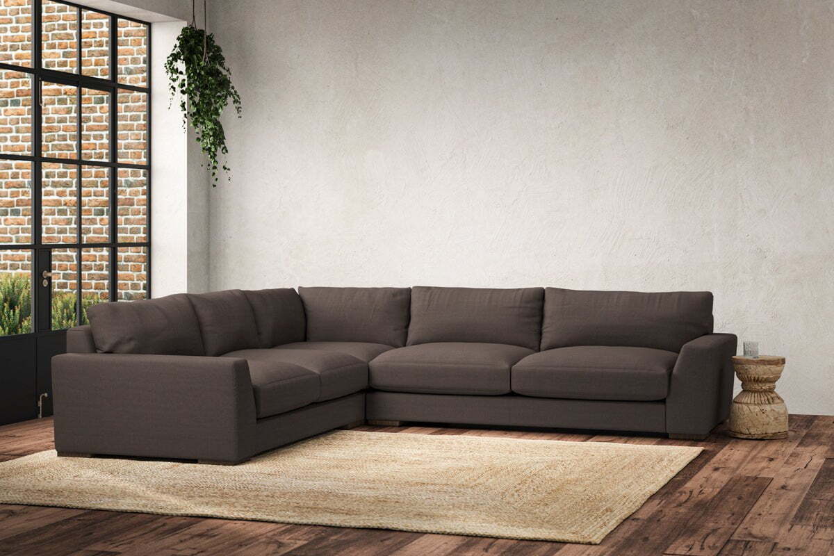 Guddu Large Left Hand Corner Sofa - Recycled Cotton Mocha-MAKE TO ORDER-Nkuku