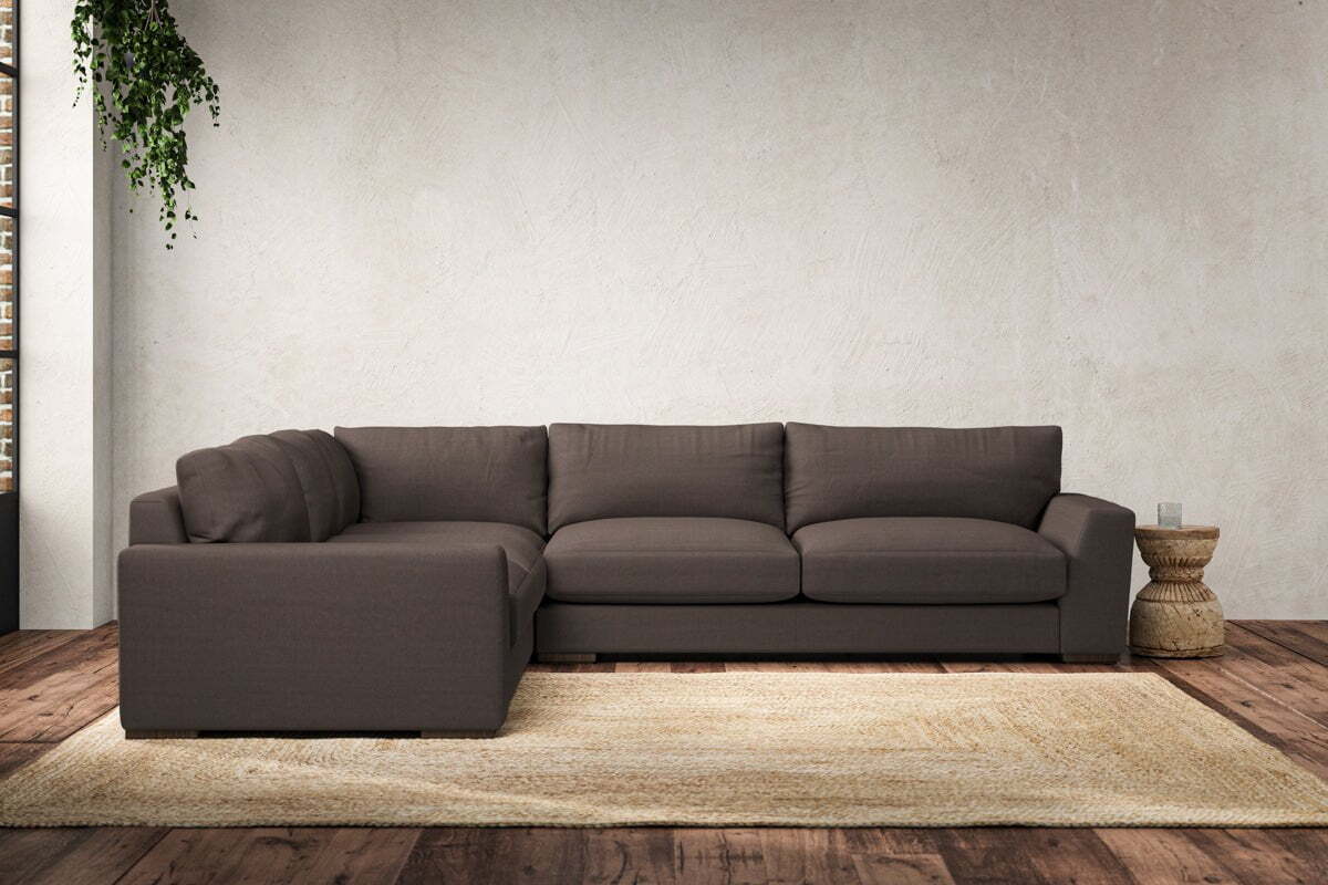 Guddu Large Left Hand Corner Sofa - Recycled Cotton Mocha-MAKE TO ORDER-Nkuku