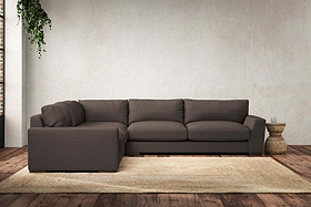 Guddu Large Left Hand Corner Sofa - Recycled Cotton Mocha-MAKE TO ORDER-Nkuku