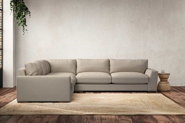 Guddu Large Left Hand Corner Sofa - Recycled Cotton Stone-MAKE TO ORDER-Nkuku