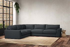 Guddu Large Left Hand Corner Sofa - Recycled Cotton Thunder-MAKE TO ORDER-Nkuku