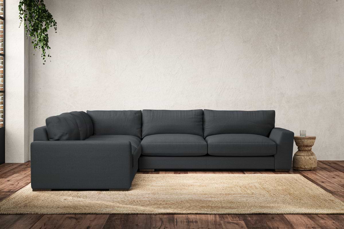 Guddu Large Left Hand Corner Sofa - Recycled Cotton Thunder-MAKE TO ORDER-Nkuku