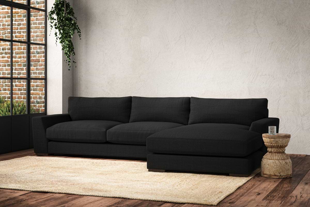 Guddu Large Right Hand Chaise Sofa - Brera Linen Charcoal