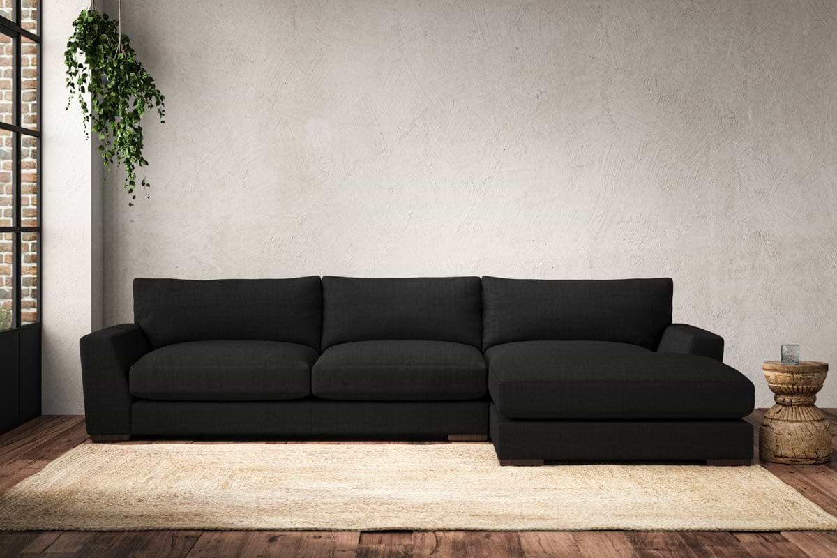 Guddu Large Right Hand Chaise Sofa - Brera Linen Charcoal-MAKE TO ORDER-Nkuku