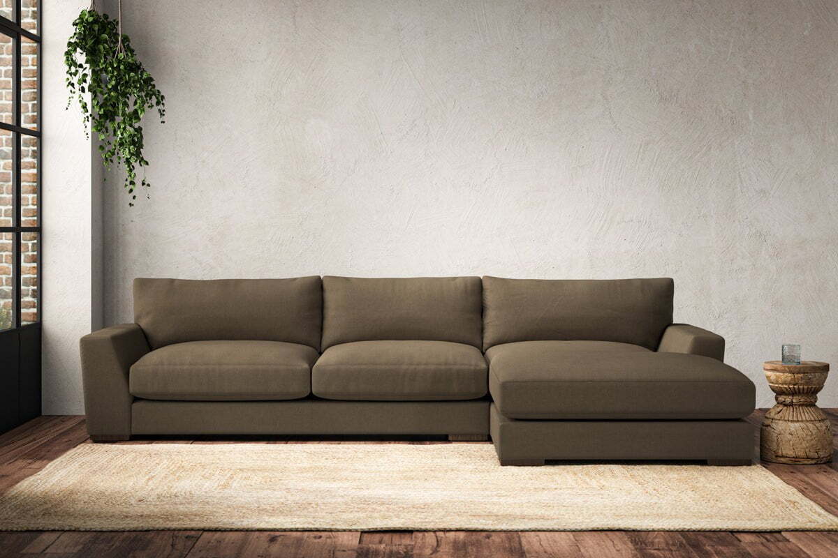 Guddu Large Right Hand Chaise Sofa - Brera Linen Chestnut-MAKE TO ORDER-Nkuku