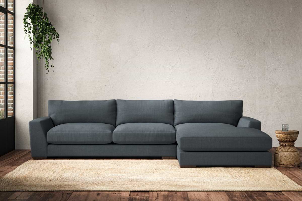 Guddu Large Right Hand Chaise Sofa - Brera Linen Dusk-MAKE TO ORDER-Nkuku