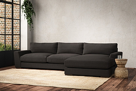 Guddu Large Right Hand Chaise Sofa - Brera Linen Espresso