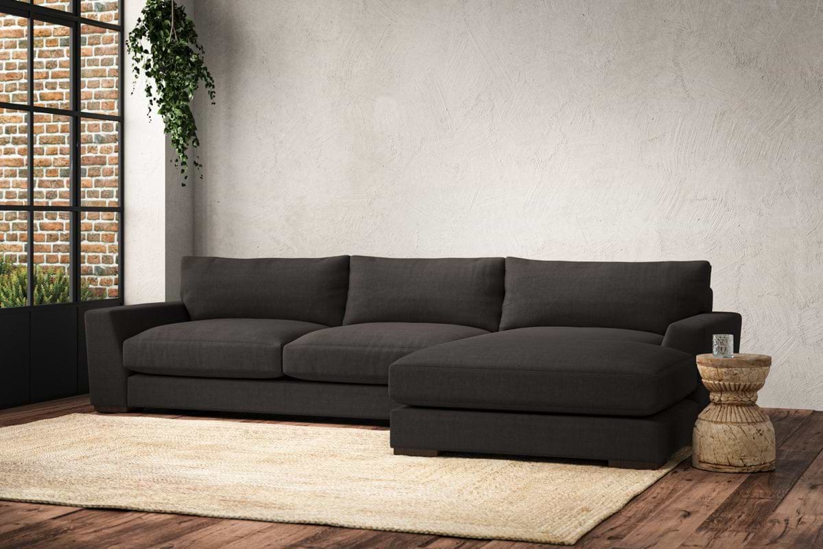 Guddu Large Right Hand Chaise Sofa - Brera Linen Espresso