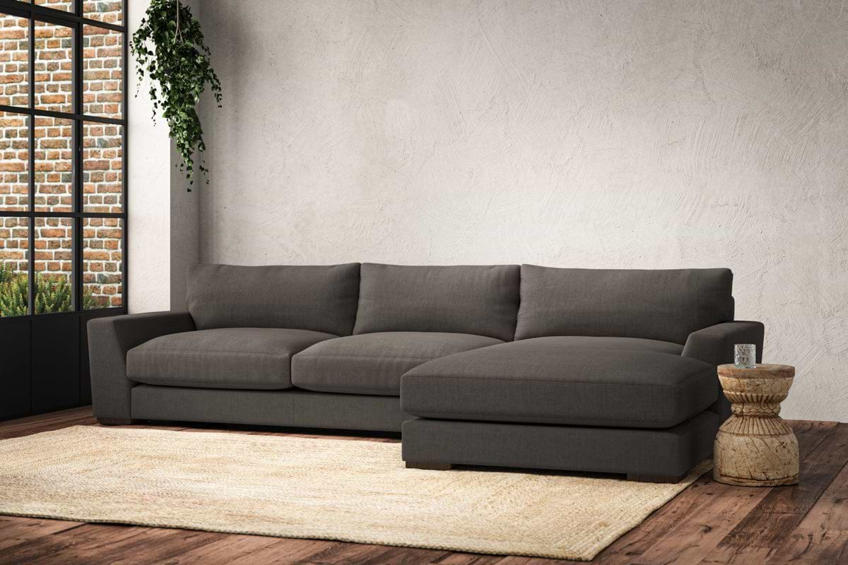 Guddu Large Right Hand Chaise Sofa - Brera Linen Granite