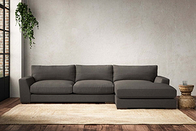 Guddu Large Right Hand Chaise Sofa - Brera Linen Granite