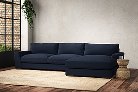 Guddu Large Right Hand Chaise Sofa - Brera Linen Indigo
