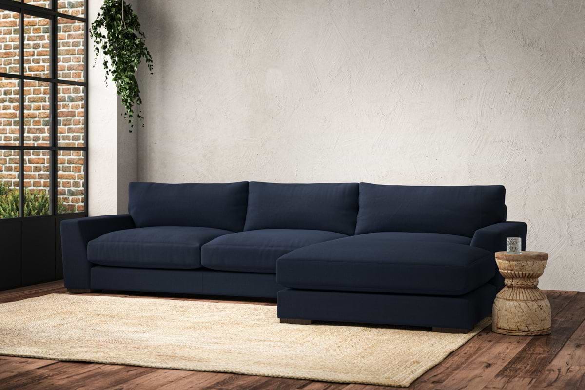 Guddu Large Right Hand Chaise Sofa - Brera Linen Indigo