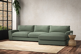 Guddu Large Right Hand Chaise Sofa - Brera Linen Jade