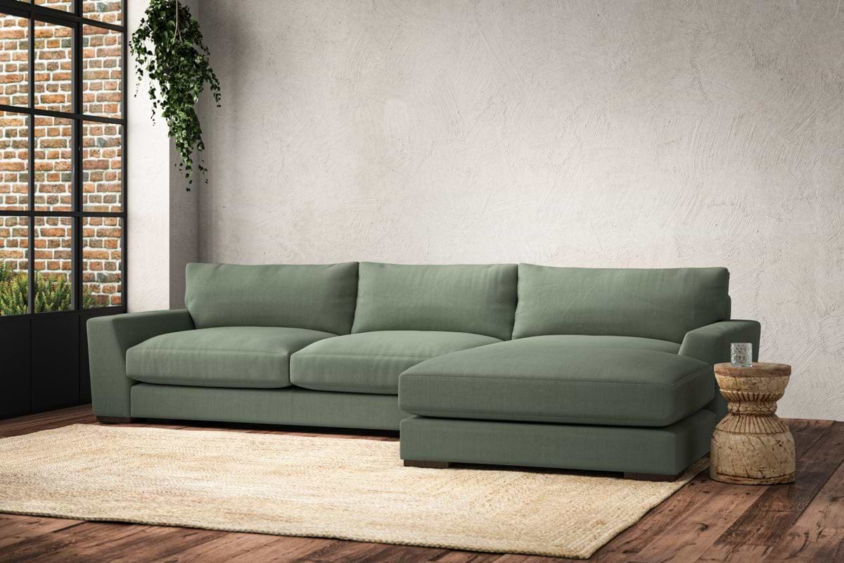 Guddu Large Right Hand Chaise Sofa - Brera Linen Jade