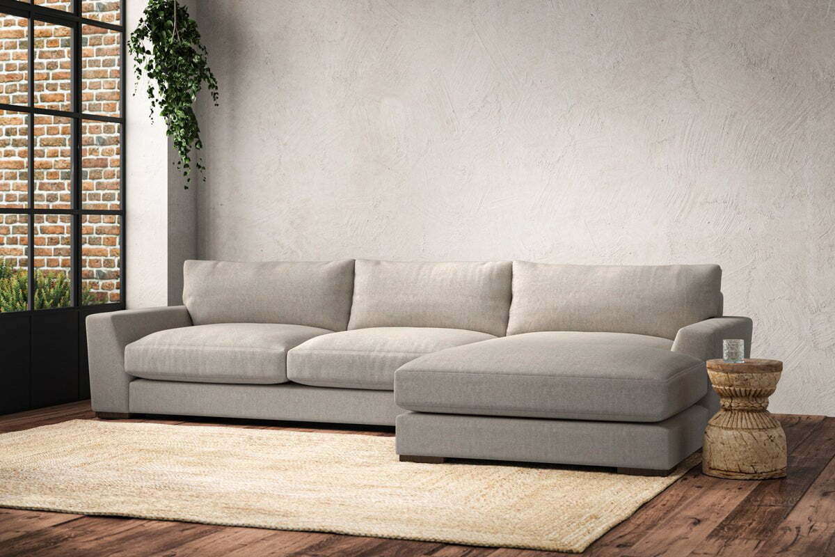Guddu Large Right Hand Chaise Sofa - Brera Linen Natural