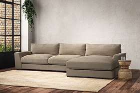 Guddu Large Right Hand Chaise Sofa - Brera Linen Pebble