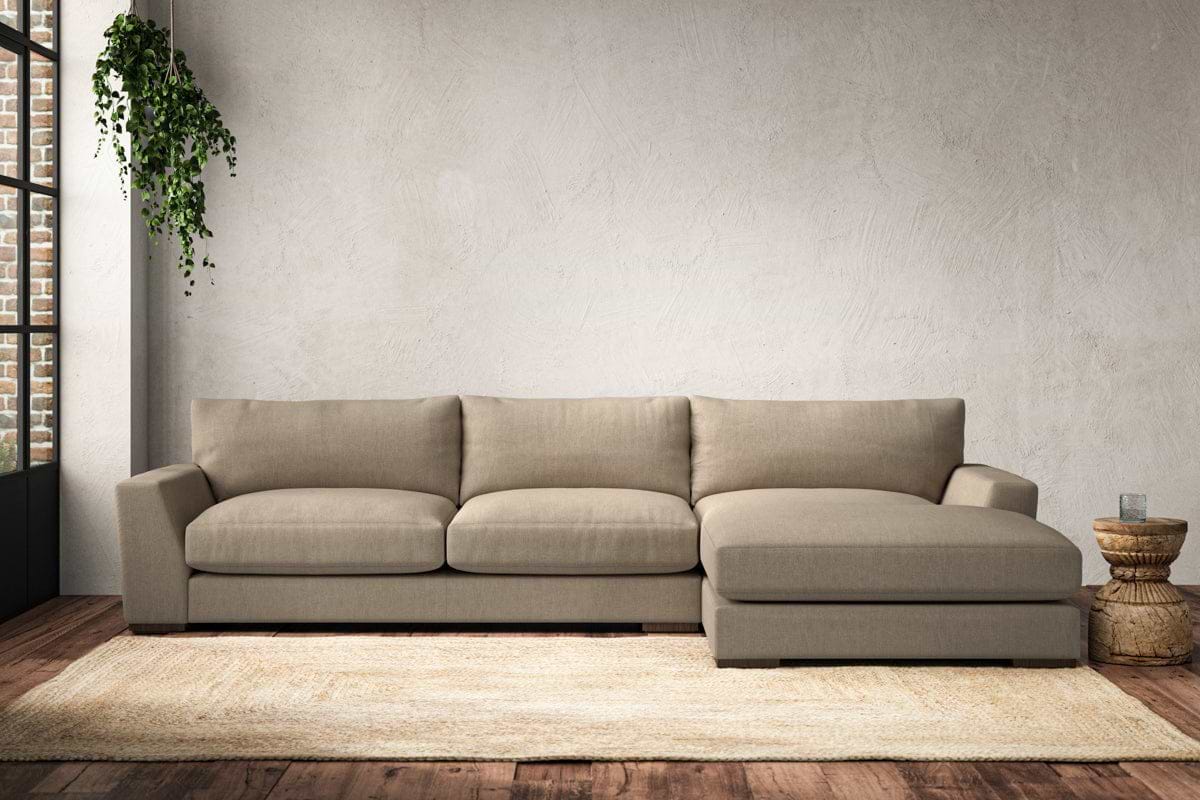 Guddu Large Right Hand Chaise Sofa - Brera Linen Pebble-MAKE TO ORDER-Nkuku