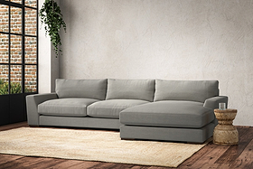 Guddu Large Right Hand Chaise Sofa - Brera Linen Smoke