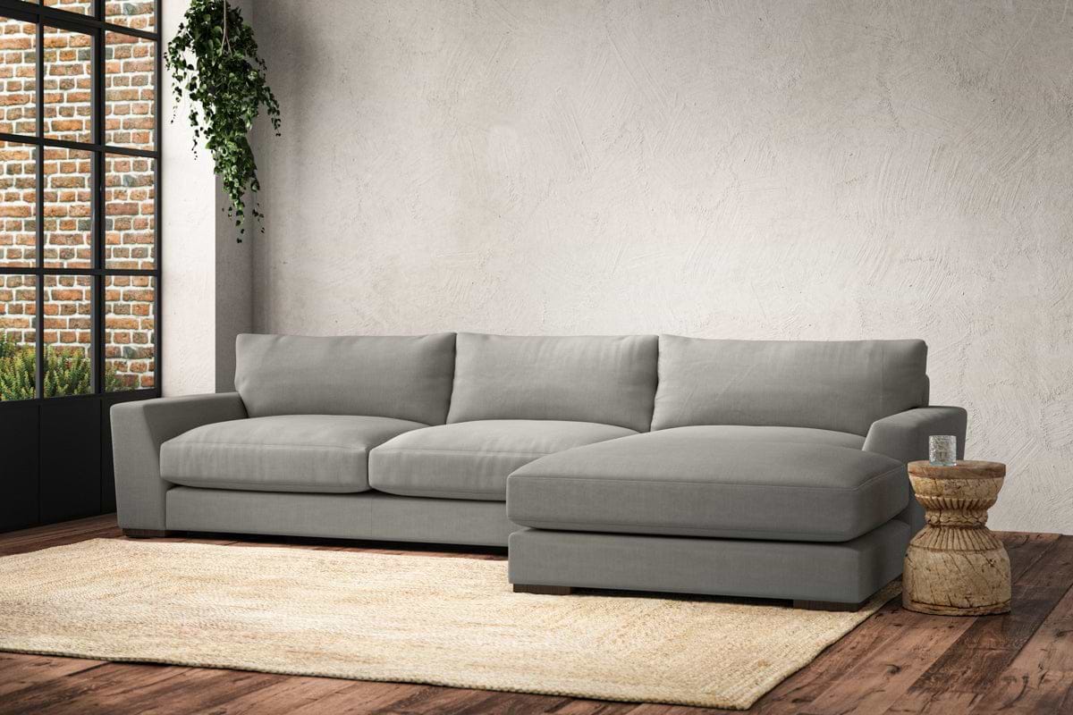Guddu Large Right Hand Chaise Sofa - Brera Linen Smoke