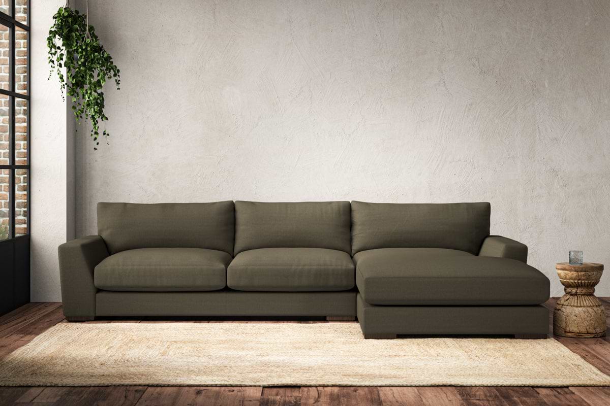 Guddu Large Right Hand Chaise Sofa - Recycled Cotton Fatigue-MAKE TO ORDER-Nkuku