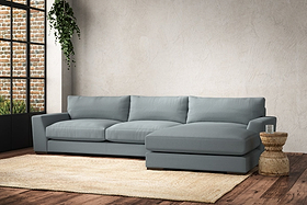 Guddu Large Right Hand Chaise Sofa - Recycled Cotton Horizon