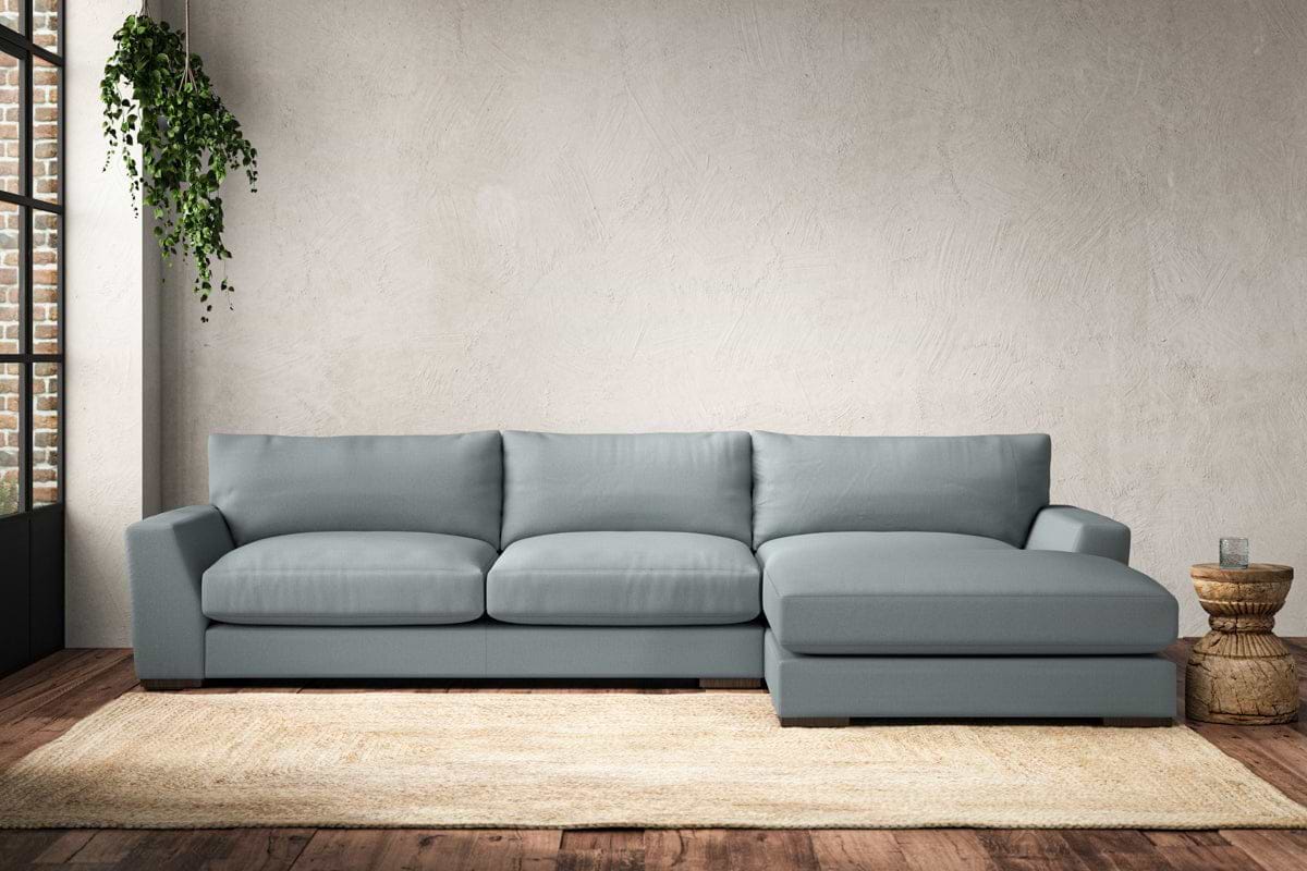 Guddu Large Right Hand Chaise Sofa - Recycled Cotton Horizon-MAKE TO ORDER-Nkuku
