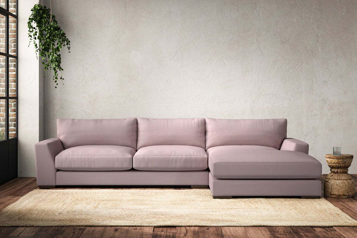 Guddu Large Right Hand Chaise Sofa - Recycled Cotton Lavender-MAKE TO ORDER-Nkuku