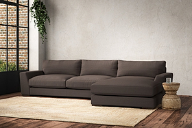 Guddu Large Right Hand Chaise Sofa - Recycled Cotton Mocha