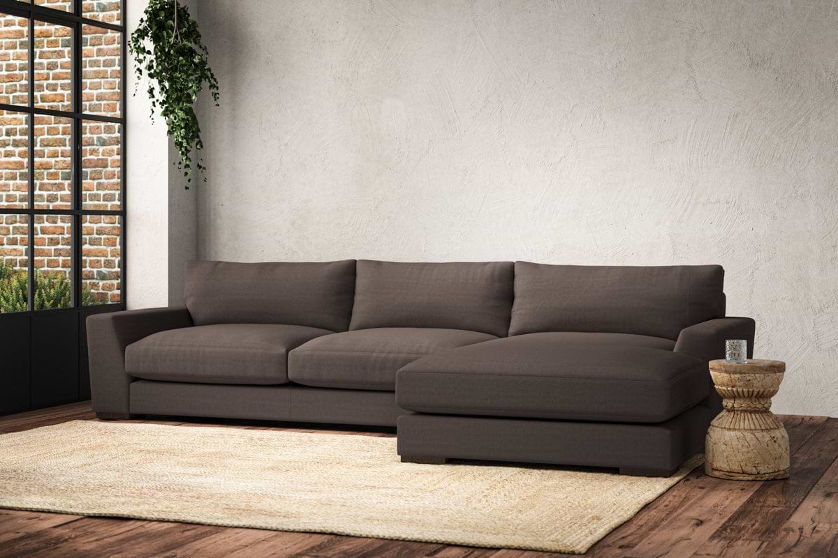 Guddu Large Right Hand Chaise Sofa - Recycled Cotton Mocha