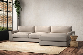 Guddu Large Right Hand Chaise Sofa - Recycled Cotton Natural