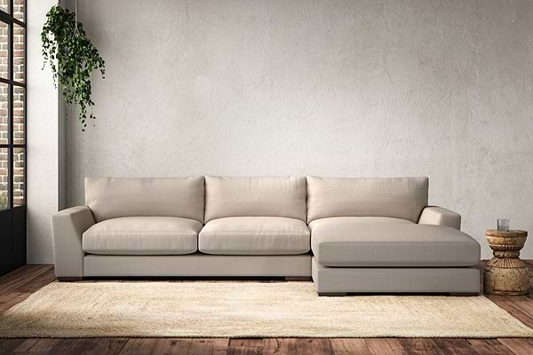Guddu Large Right Hand Chaise Sofa - Recycled Cotton Natural